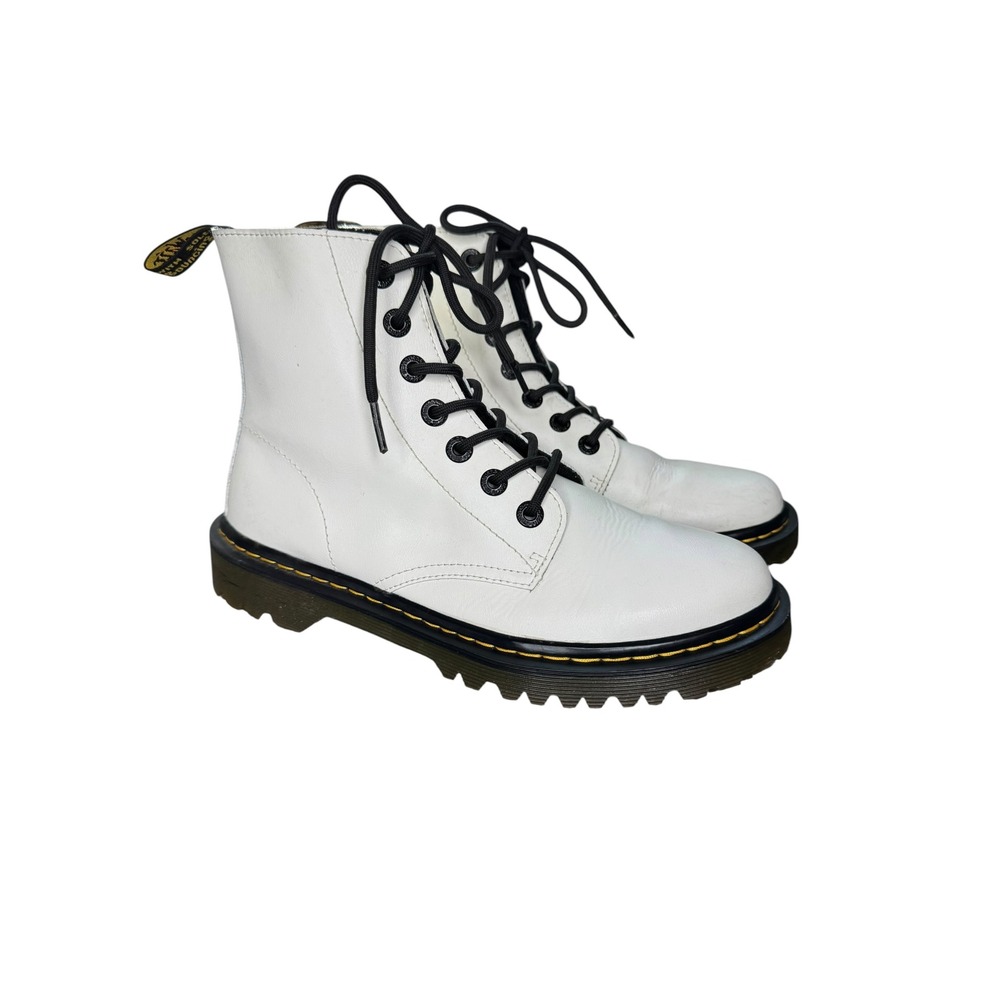 Dr. Martens Luana White Leather Lace Up Combat Boots AW004 Womens Size 8